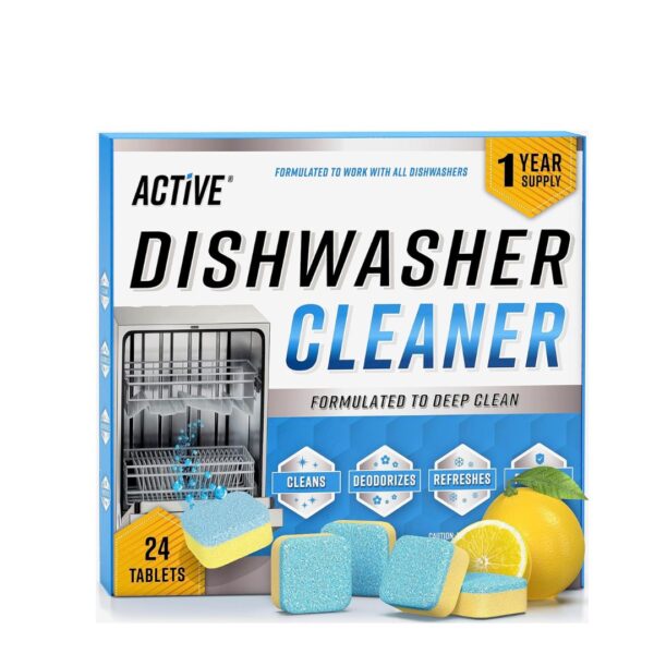 Dishwasher Cleaner And Deodorizer Tablets - 24 Pack Deep Cleaning Descaler Pods for Dish Washer Machine, Heavy Duty, Septic Safe, Natural Limescale Remover, Calcium, Odor, Smell - 12 Month Supply